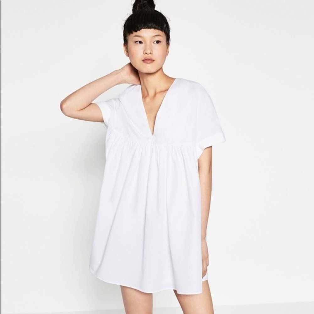 ZARA WHITE BABYDOLL ROMPER - MEDIUM